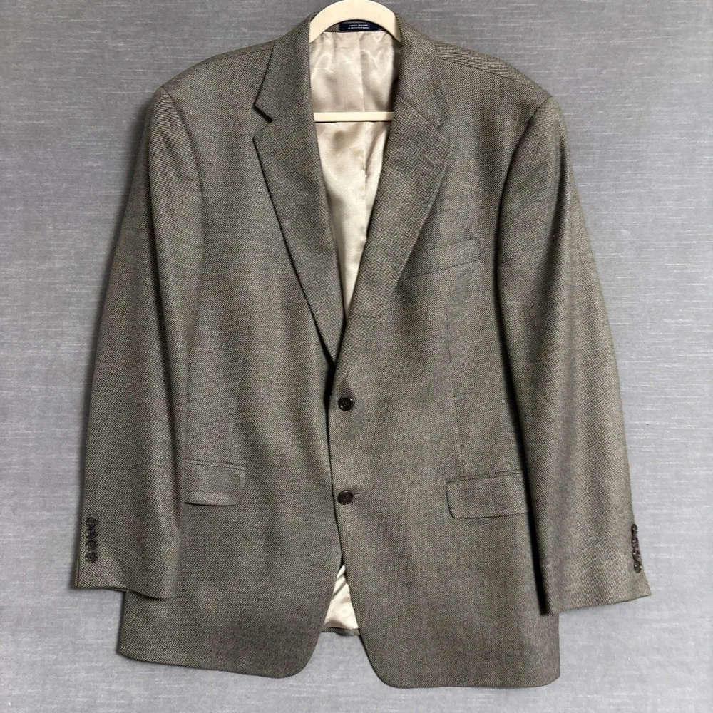 Vintage Hart Schaffner Marx Sport Coat 44R Tan Brown‎ Hopsack USA Blazer USA